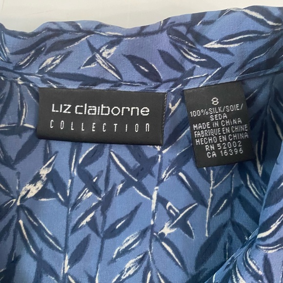 Vintage Liz Claiborne Collection 100% Silk Button Up Shirt Blouse Short Sleeve - Picture 10 of 11